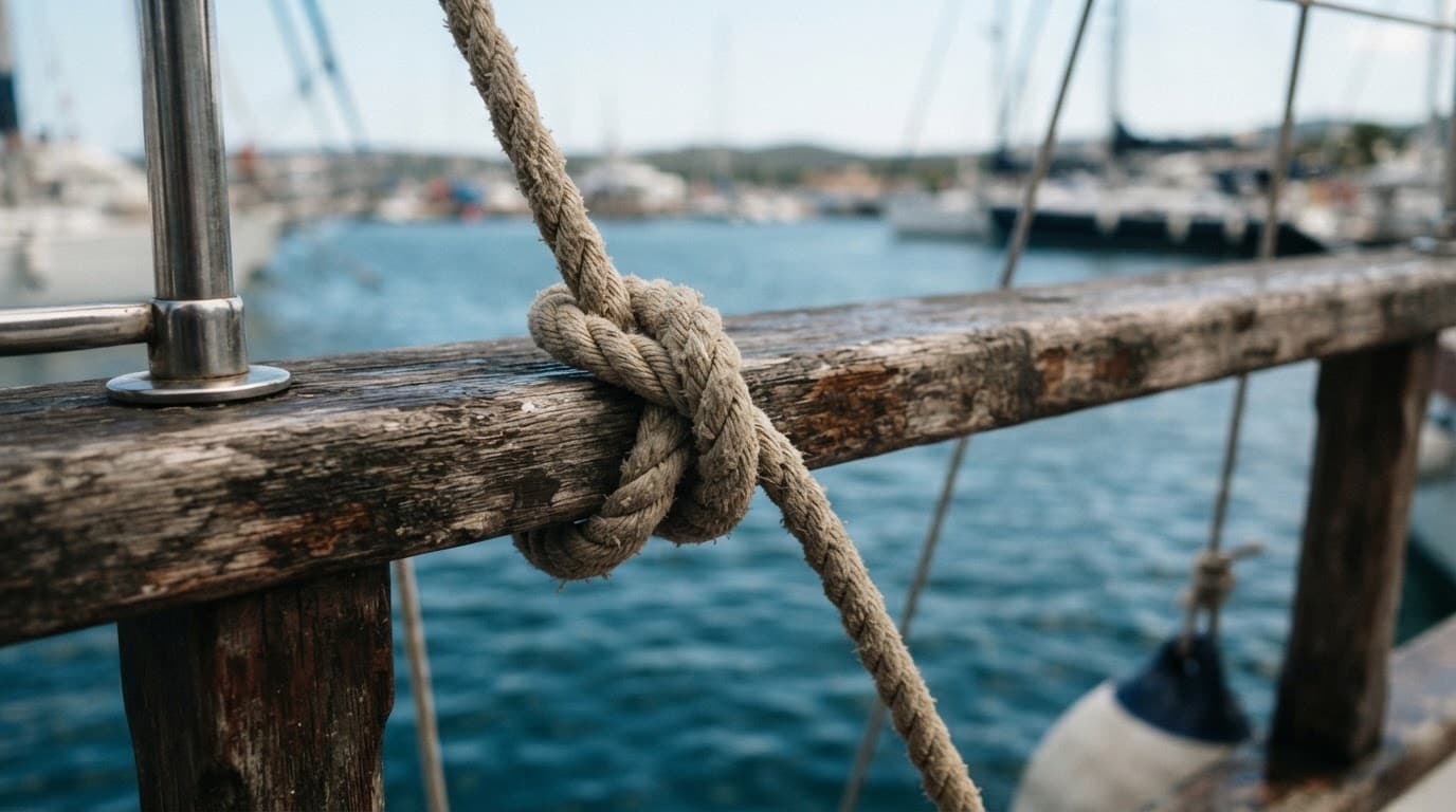 Corda fissata attorno a un supporto verticale in legno
